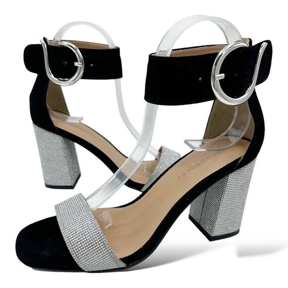 New Aerosoles Women’s Lana Crystal Heeled Ankle Strap Sandal in Black Size: 7M‎ - Picture 2 of 12